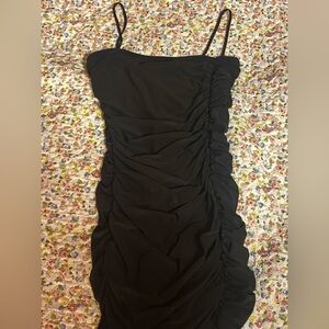 Black Scrunch Dress Long
